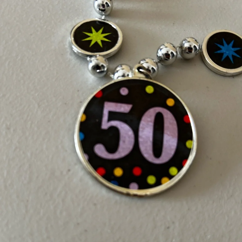 Silver and Black 50th Birthday Tiara and Necklace with Red Accents